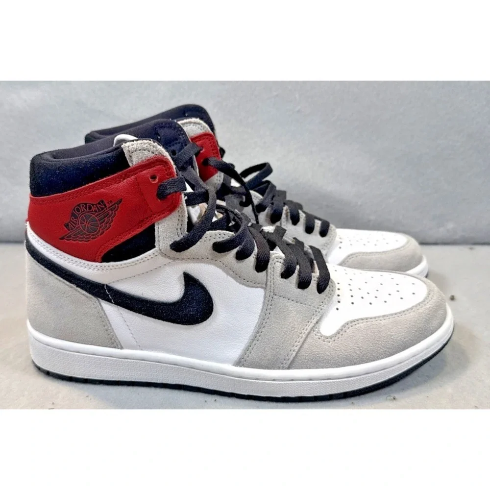 Air Jordan 1 Retro High OG Smoke Gray 2020 White Red High Top Sneaker size 10.5